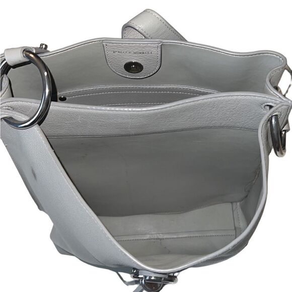 Rebecca Minkoff Megan Gray Leather Adjustable Strap Crossbody Bucket Bag - Picture 6 of 12